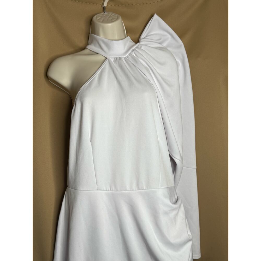 LIVD Unique Vintage White Neoprene Scuba One Shoulder Dress 1X - Picture 5 of 10
